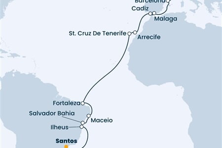 Costa Diadema - Itálie, Francie, Španělsko, Brazílie (z Janova)
