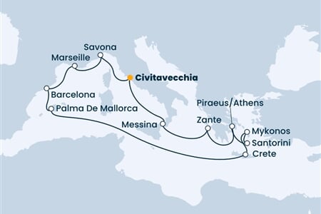 Costa Fortuna - Itálie, Řecko, Španělsko, Francie (z Civitavecchie)