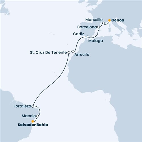 Trasa plavby CDI-GOA17A02
