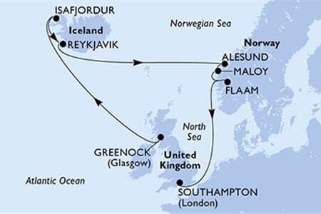 MSC Virtuosa - Velká Británie, Island, Norsko (Greenock)