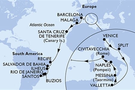 MSC Armonia - Itálie, Chorvatsko, Malta, Španělsko, Brazílie
