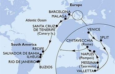 MSC Armonia - Itálie, Chorvatsko, Malta, Španělsko, Brazílie