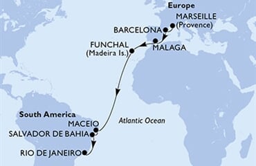 MSC Grandiosa - Francie, Španělsko, Portugalsko, Brazílie (z Marseille)