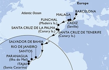 MSC Lirica - Španělsko, Portugalsko, Brazílie (z Barcelony)