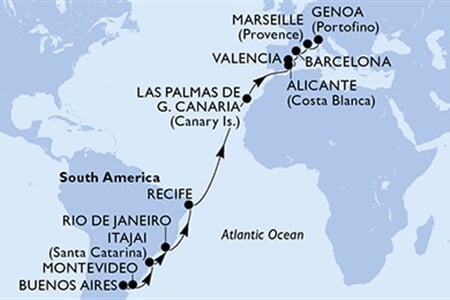 MSC Musica - Argentina, Uruguay, Brazílie, Španělsko, Francie, ... (Buenos Aires)