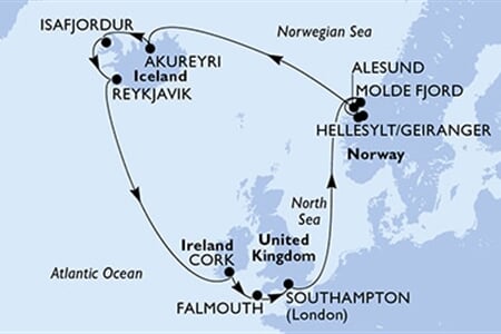 MSC Virtuosa - Velká Británie, Norsko, Island, Irsko (ze Southamptonu)
