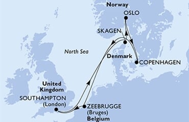 MSC Virtuosa - Velká Británie, Dánsko, Norsko, Belgie (ze Southamptonu)