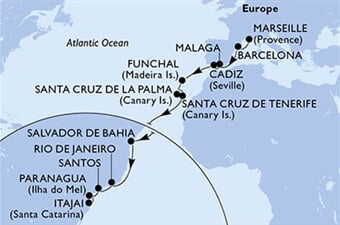 MSC Lirica - Francie, Španělsko, Portugalsko, Brazílie (z Marseille)