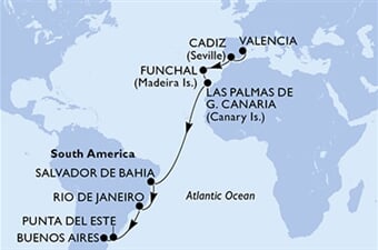 MSC Musica - Španělsko, Portugalsko, Brazílie, Uruguay, Argentina (Valencie)
