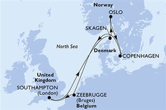 MSC Virtuosa - Velká Británie, Dánsko, Norsko, Belgie (ze Southamptonu)