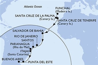 MSC Lirica - Portugalsko, Španělsko, Brazílie, Uruguay, Argentina (Funchal)
