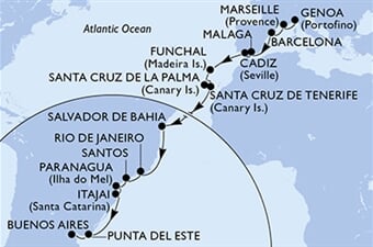 MSC Lirica - Itálie, Francie, Španělsko, Portugalsko, Brazílie, ... (z Janova)