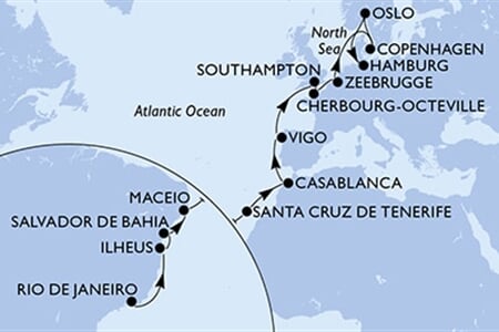 MSC Preziosa - Brazílie, Španělsko, Maroko, Velká Británie, Francie, ... (z Rio de Janeira)