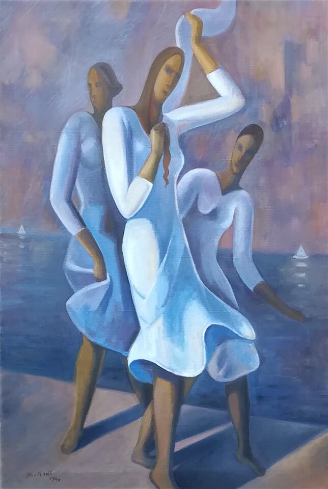 Kopie Jaroslav Král Tři dívky v bílém.1940, dar Zdeněk