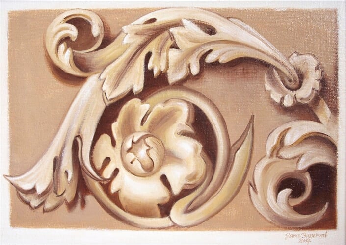 akantus,renesance, olej na plátně, 30 x 20 cm