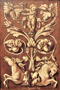 dveře v Quedenardu v Belgii, olej na dřevěné desce, 30 x 40 cm (2)