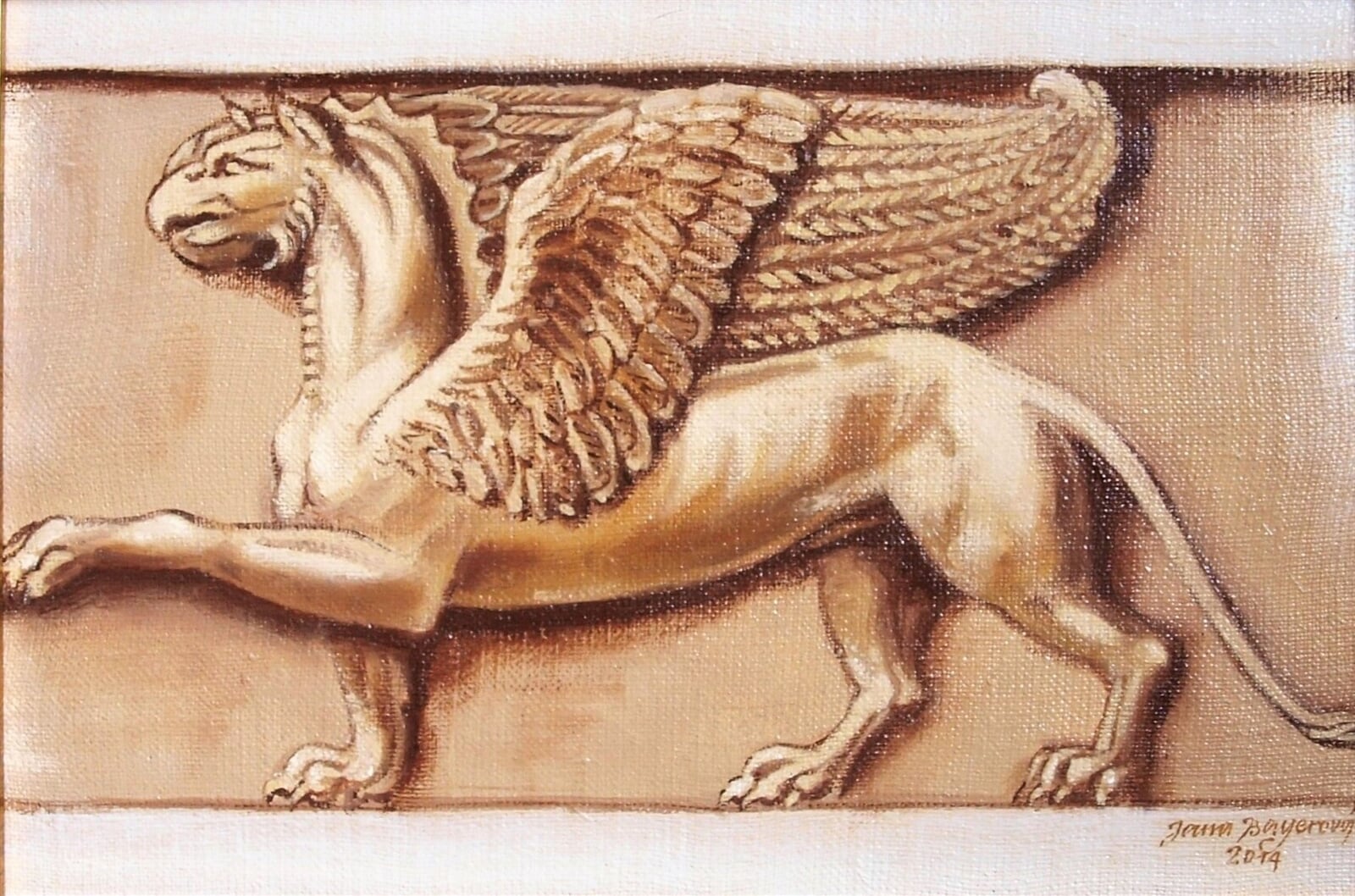 Jana Bayerová: Vlys z chrámu Antonia a Faustiny na římském fóru v Římě, 20 × 30 cm