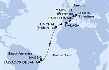 MSC Grandiosa - Itálie, Francie, Španělsko, Portugalsko, Brazílie (z Janova)