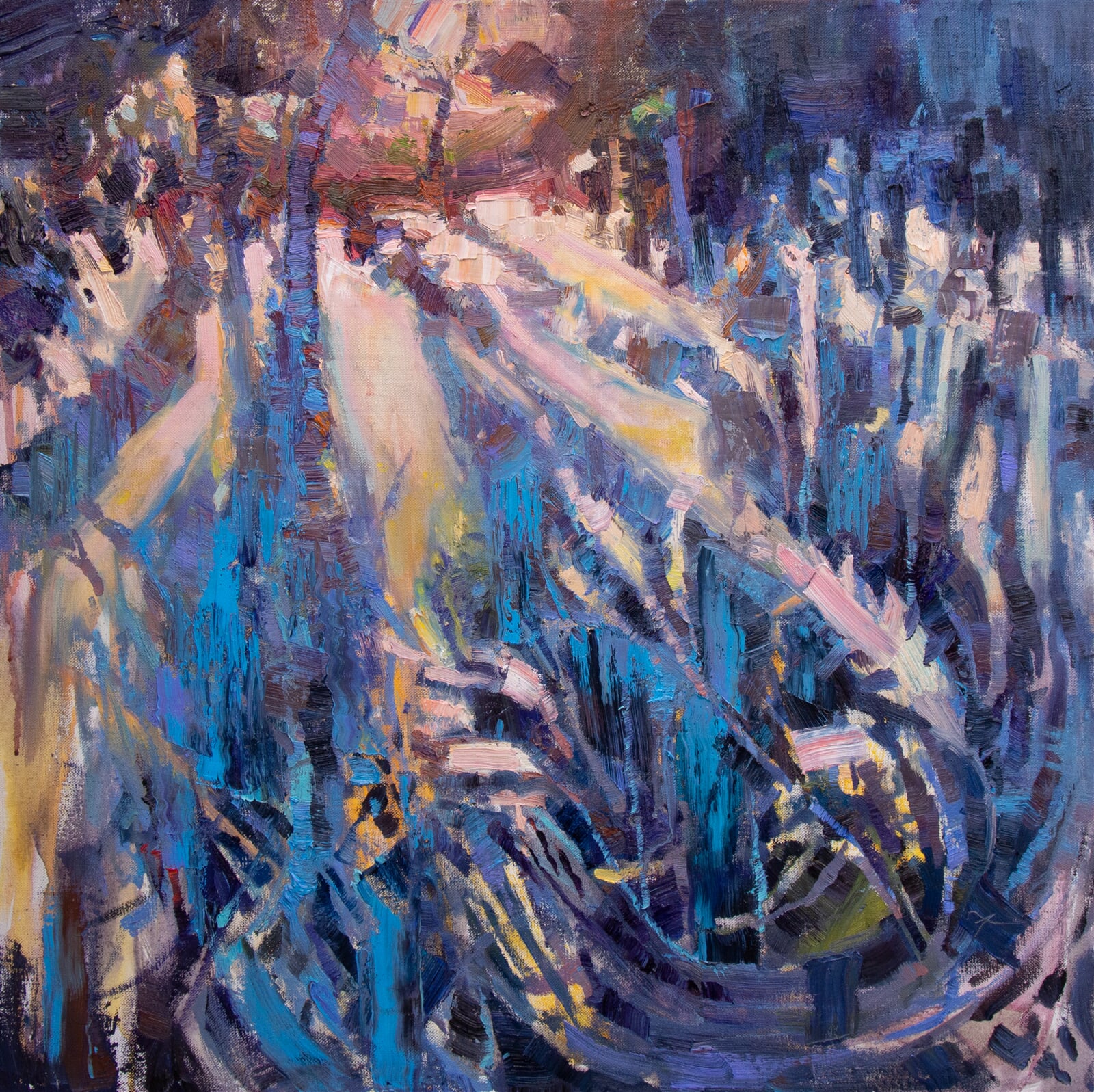 Adéla Topolová: Ve stéblech trávy, 70 × 70 cm
