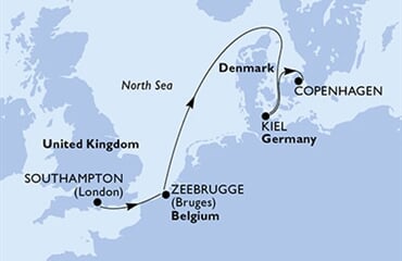 MSC Euribia - Velká Británie, Belgie, Německo, Dánsko (ze Southamptonu)
