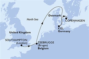 MSC Euribia - Velká Británie, Belgie, Německo, Dánsko (ze Southamptonu)