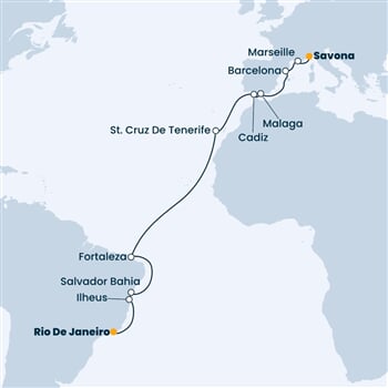 Trasa plavby CDI-RIO18A07