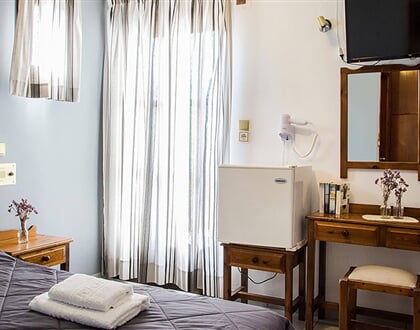 Aparthotel Golden Sun - Samos: fotografie vybavení exteriérů a interiérů ubytování.
