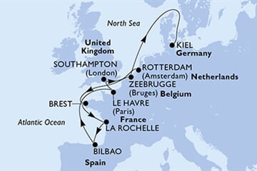 MSC Euribia - Nizozemí, Brazílie, Francie, Španělsko, Velká Británie, ... (Rotterdam)