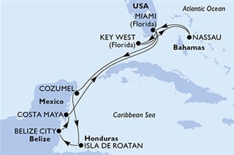 MSC Magnifica - USA, Mexiko, Honduras, Belize, Bahamy (z Miami)