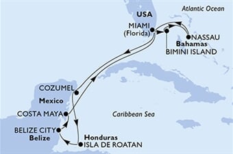 MSC Magnifica - USA, Bahamy, Mexiko, Honduras, Belize (z Miami)