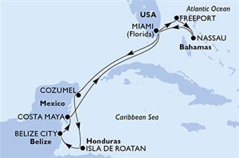 MSC Magnifica - USA, Bahamy, Mexiko, Honduras, Belize (z Miami)