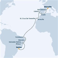 Costa Diadema - Francie, Španělsko, Portugalsko, Brazílie (z Marseille)