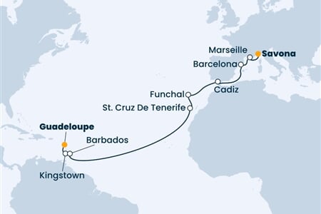 Costa Fortuna - Nizozemské Antily, Sv.Vincenc a Grenadiny, Španělsko, Portugalsko, Francie, ... (Pointe-a-Pitre)
