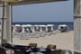 Restaurace na pláži, Arborea, Sardinie