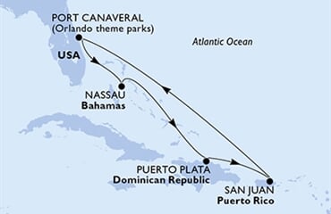 MSC Seashore - USA, Bahamy, Dominikán.rep., Portoriko (z Port Canaveralu)