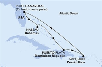 MSC Seashore - USA, Bahamy, Dominikán.rep., Portoriko (z Port Canaveralu)