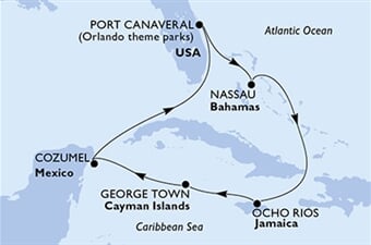 MSC Seashore - USA, Bahamy, Jamajka, Kajmanské o., Mexiko (z Port Canaveralu)