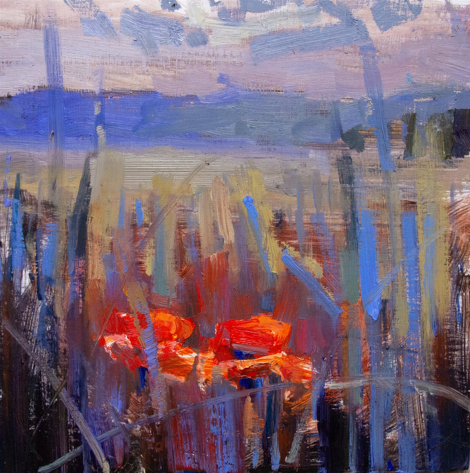 Adéla Topolová: Pár máků, 25 × 25 cm
