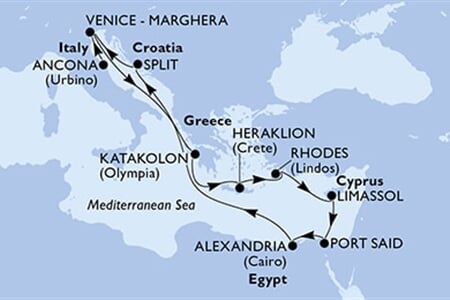 MSC Lirica - Itálie, Řecko, Kypr, Egypt, Chorvatsko (Ancona)