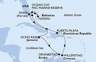 MSC Divina - USA, Bahamy, Jamajka, Aruba, Dominikán.rep. (z Miami)