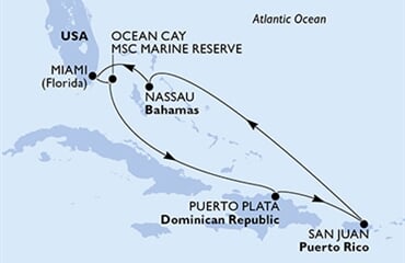 MSC Seaside - USA, Bahamy, Dominikán.rep., Portoriko (z Miami)