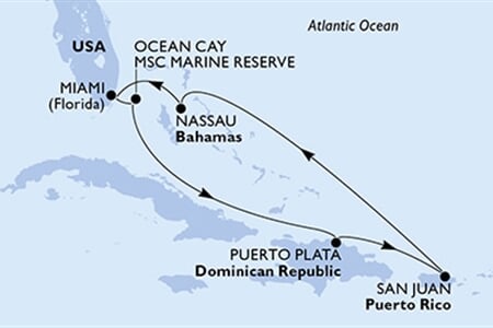 MSC Seaside - USA, Bahamy, Dominikán.rep., Portoriko (z Miami)