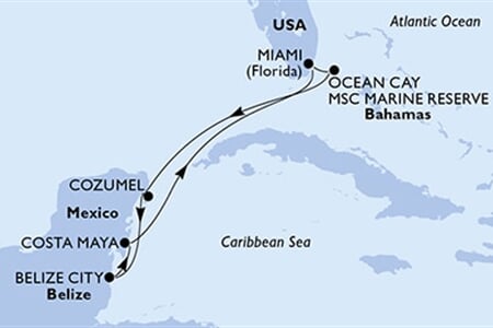 MSC Seaside - USA, Bahamy, Mexiko, Belize (z Miami)