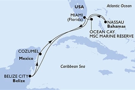 MSC Seaside - USA, Belize, Mexiko, Bahamy (z Miami)