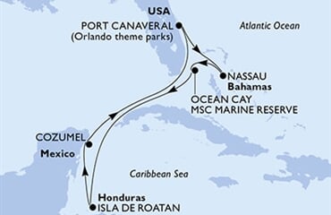 MSC Seashore - USA, Bahamy, Honduras, Mexiko (z Port Canaveralu)