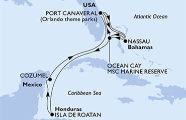 MSC Seashore - USA, Bahamy, Honduras, Mexiko (z Port Canaveralu)