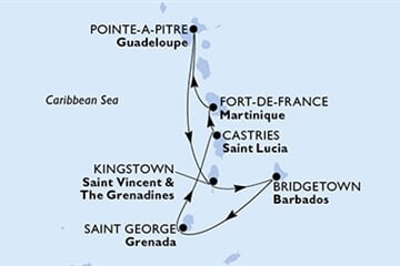 MSC Virtuosa - Martinik, Guadeloupe, Sv.Vincenc a Grenadiny, Barbados, Brazílie, ... (Fort-de-France)