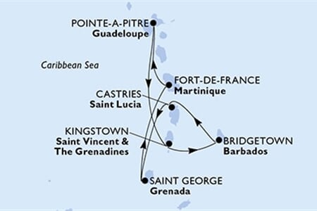 MSC Virtuosa - Martinik, Guadeloupe, Sv.Vincenc a Grenadiny, Barbados, Sv.Lucie, ... (Fort-de-France)
