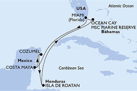MSC Seaside - USA, Brazílie, Mexiko, Honduras, Bahamy (z Miami)