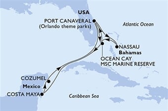 MSC Seashore - USA, Bahamy, Brazílie, Mexiko (z Port Canaveralu)